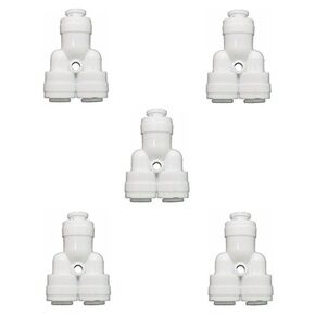 1/4-Inch x 1/4-Inch x 1/4-Inch Y Splitter Tube Aquarium Quick Connect Push Fiting for RO Valve Filter Pack of 5