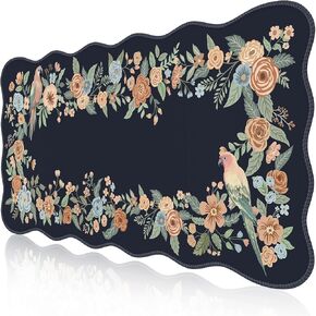Icasso Floral Desk Matt لسطح المكتب ، وسادة الماوس للألعاب الكبيرة من المطاط ، XXL ، حصيرة لوحة مفاتيح كبيرة إضافية مع حواف مخيط ، وميض مكتبي 35.4 × 15.7 بوصة لمدرسة Office Home School (الوردي)