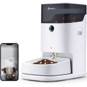 PF2 SMART Automatic Cat Leeder 3.5L WiFi PET Leeder مع الكاميرا والمكالمات الصوتية مراقبة البيانات مراقبة بيانات التغذية المحفوظة سهلة التنظيف-للقطط والكلاب الصغيرة