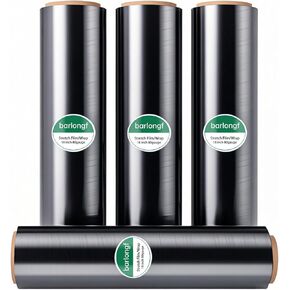 Black Stretch Wrap Roll-Heavy Duty Industrial Strength 18in x 1500ft, Black Shrink Wrap Film Roll 80 Gauge - Ideal for Warehouse, Pallet Moving, Shipping, and Household Packing