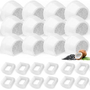 16 حزمة Cat Fountain Fountain بديل ، 8 مرشحات الكربون و 8 Foam Sponge Pre-Filter Fit لنوافير الحيوانات الأليفة من السيراميك والفولاذ المقاوم للصدأ متعددة