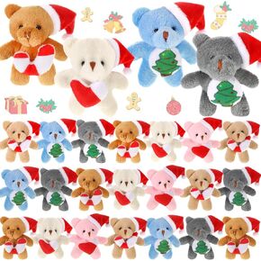 24 Pcs Mini Graduation Bear Bulk Class of 2025 Congrats Grad Stuffed Animal Bear with Cap Small Graduation Plush Keychain Gifts Tiny Doll Prek Kindergarten College High School Party Favors