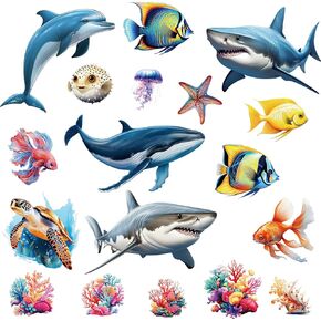 50 PCS SEA LIFE CUTTING SEATICALISTION Ocean Bulletin Decor Decor Classroom Tropical Fish Attouts Shark Whale Turtle Under the Sea Summer Party Decorations for Wall