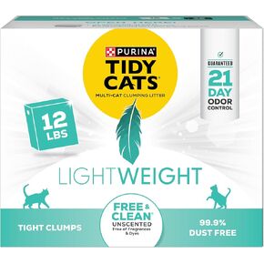 Purina Tidy Cats منخفض الغبار ، والتحكم في رائحة القمامة القطنية ، وخفيفة الوزن خالية ونظيفة غير معقولة ، وقمامة القطة - 12 رطل.