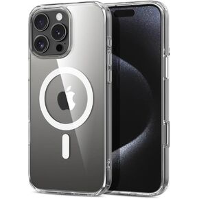 New Clear Case for iPhone 16 pro max, Anti-Yellow, Shockproof, Magnetic, Transparent Mobile Cover, MagSafe Compatible