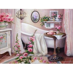 Zimal DIY Diamond Painting Bathtub 5D Full Round Diamond Diamond Embroidery Bathroom Wedding Decoration 11.8 x 15.8 Inch