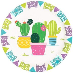 Fun Express Fiesta Baby Cactus Dessert Plates (8 قطع) Supplies Cinco de Mayo Party ، 7 "