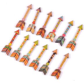 AKOAK 50 PCS أزرار مختلطة السهم السهم الحرف الخشبية الخشب مجوفة ديكور DIY SCRAPTIN