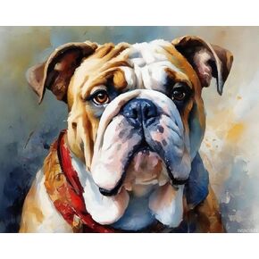 SVINOILER DIY Acrylic Paint by Numbers Kits on Canvas, English Bulldog, Dreamy Hues, Visual in Digital Oil Painting, 40x50cm