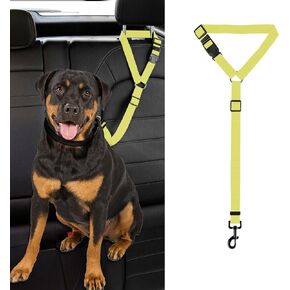 Dog Cat Safety Seather Belt Belt Carrest Headrest Headrest Restable Nylon Fabric قيود الكلاب على مسار أحزمة مقعد السيارة (الأزرق ، بدون بنجي-1PC المرن) in Kuwait