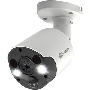 Swann Add-On DVR Bullet Security Camera مع مستشعر أضواء كاشفة، فيديو 4K Ultra HD، تصميم داخلي أو خارجي، رؤية ليلية ملونة من الغسق إلى الفجر بالإضافة إلى كشف حقيقي للحرارة والحركة in Kuwait