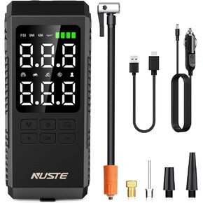 Tire Inflator Portable Air Compressor, Air Pump for Car Tires with Digital Pressure Gauge, 150PSI Rechargeable Battery, LED Light, Cordless Bike Tire Pump for Car, Motorcycle, Bicycle and More