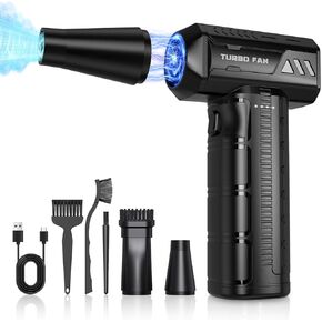 Compressed-air-Duster-Mini-Jet-Blower-Keyboard Cleaner-air Blower 300000 RPM -10000mAH-Replace can of air-car air dusters-Electric pc Duster-Turbo Fan-Cordless Cleaning Kits (Black)