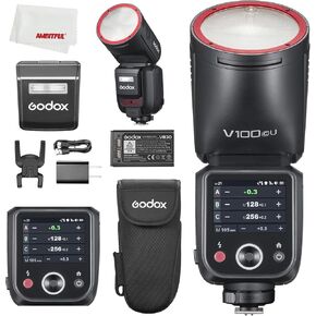 Godox V100 S V100S USA Versions 100Ws TTL Li-ion Round Head Flash for Sony Camera,400 Full Power Flashes, 1.7s Recycle Time, SU-1 Sub Flash,One-Tap Pairing with X3,Touchscreen Flash for Sony Cameras