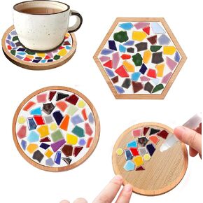 Nuyoach Mosaic Tiles Crafts Kits للأطفال البالغين ، 2 مجموعات من الزجاج DIY مركبة الفسيفساء مع حزمة مواد صنع السفينة الخشبية للنساء ، والهدايا الفسيرة الفسيرة الفسيرة السائبة للديكور الصيف ديكور المنزل