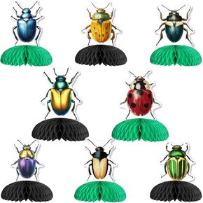 ديكورات الحفلات في الحشرات 8pcs Beetle Honeycomb Centerpieces Longicorn Ladybug Table Centerpices Contlulful Consect Table Decorations for Baby Shower Birthday Supplies