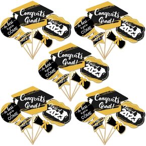 2023 حزب التخرج الأسود والذهب العصي مركزية العصي TOPPERS 30 PCS