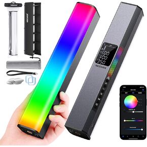 نيوير عصا اضاءة RGB مع تحكم 2.4 جيجا/تطبيق، خلاط اضاءة RGB مطور 360 درجة قابل للمس، عصا اضاءة LED للتصوير الفوتوغرافي والفيديو مع 2500-10000 كلفن، CRI/TLCI97+، 18 مشهد، بطارية 7.4 فولت/31 واط في in Kuwait