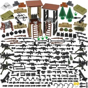 Guns-Weapon-Packs for Military Minifigures, SWAT Army Equipment Set for Bricks-Soldier Minifigures WW2 Military Bases Sentry Post Rangers SWAT Ammo