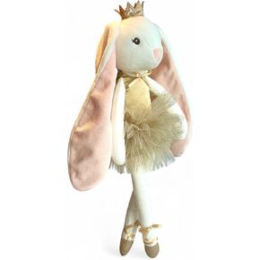 Ballerina Bunny Veronique Bunny محشوة حيوان أرنب الأميرة أفخم دمية ناعمة أرنب أرنب مع آذان طويلة مرنة الذهب راقصة باليرينا ، هدية لمولود الأطفال حديثي الولادة.