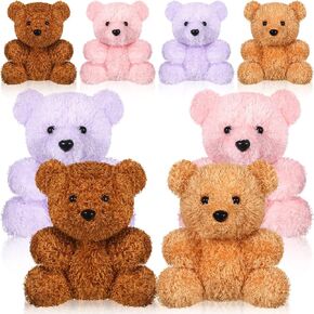 Threan 8 قطع Mini Plush Bears 6 بوصة دب صغير محشو ألعاب حيوان ناعمة دمية الزفاف الحضور الحاضر الحاضر لعام 2022 التخرج عيد ميلاد الطفل دش