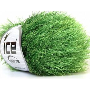 Jungle Green Eyelash Yarn, 50 Grams (1.75 Ounces) 70 Meters (76 Yards) Polyester