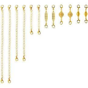 سلاسل موسع 6pcs ، 3 أحجام سوار مع 6pcs قفل جراد البحر المغناطيسي المزدوج ، سوار سوار موسع المجوهرات للنساء صناعة المجوهرات (الفضة)