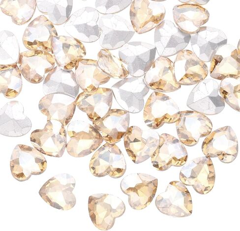 MECCANIXITY 50Pcs Heart Rhinestones, 10mm Pointed Back Heart Glass Rhinestone Gems Crystal for Jewelry Making Costume DIY Crafts, Champagne in Saudi Arabia