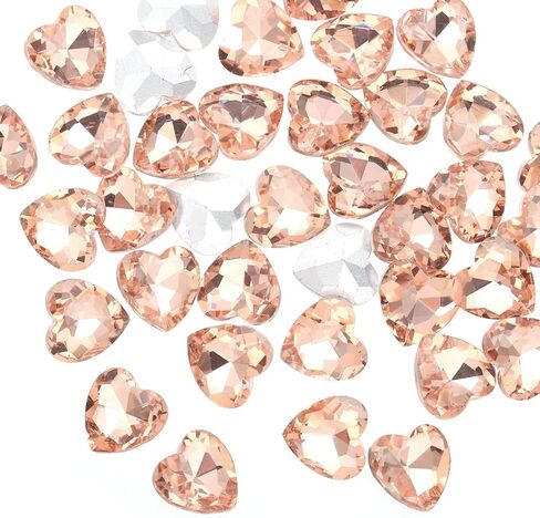 MECCANIXITY 50Pcs Heart Rhinestones, 10mm Pointed Back Heart Glass Rhinestone Gems Crystal for Jewelry Making Costume DIY Crafts, Champagne in Saudi Arabia