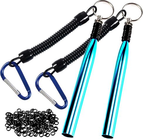 Wacky Rig Tool with Fishing O-Rings, Wacky Worm Rigging Tool Kit for Senko, Fishing Ring Rigging Tools for Clip Soft Baits Worms with Keychain Lanyard Fishing Bait Rigs in Saudi Arabia