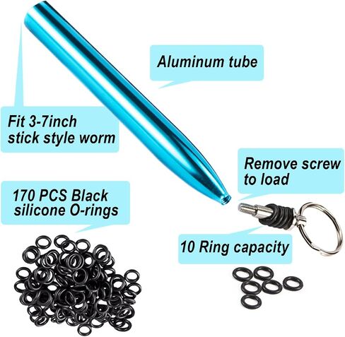 Wacky Rig Tool with Fishing O-Rings, Wacky Worm Rigging Tool Kit for Senko, Fishing Ring Rigging Tools for Clip Soft Baits Worms with Keychain Lanyard Fishing Bait Rigs in Saudi Arabia