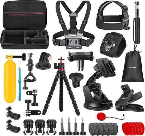 NEEWER 50 in 1 Action Camera Accessory Kit Compatible with GoPro Hero 12 11 10 9 DJI OSMO 4 3 2 Insta360 X3 X2 GO 3 SJCAM DBPOWER AKASO VicTsing APEMAN WiMiUS QUMOX Lightdow Campark Sony Sports DV in Saudi Arabia