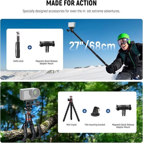 NEEWER 50 in 1 Action Camera Accessory Kit Compatible with GoPro Hero 12 11 10 9 DJI OSMO 4 3 2 Insta360 X3 X2 GO 3 SJCAM DBPOWER AKASO VicTsing APEMAN WiMiUS QUMOX Lightdow Campark Sony Sports DV in Saudi Arabia