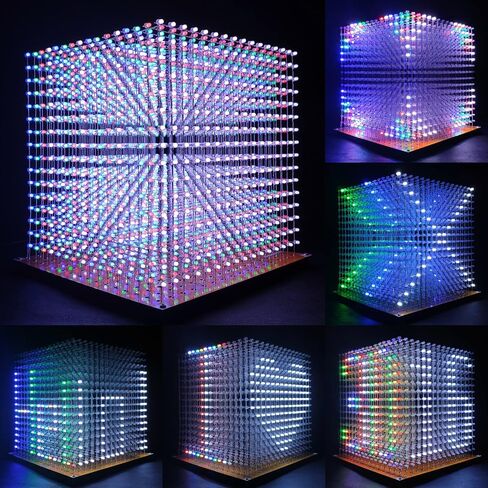 3D Led Cube Light Electronics Kit with LED 16x16x16 Electronic Learning Toy for Children and Teenagers Learning Activities Suit (3D16MINI-MULTI-KIT) in Saudi Arabia