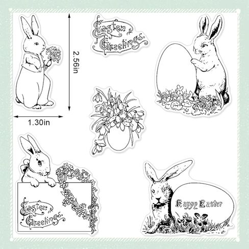Easter Rabbit Banner Clear Stamps for Card Making Decoration and Scrapbooking Supplies,Egg Flowers Transparent Rubber Stamps for Paper Card Photo Album Crafting Supplies in Saudi Arabia