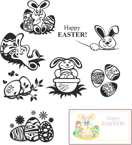 Easter Rabbit Banner Clear Stamps for Card Making Decoration and Scrapbooking Supplies,Egg Flowers Transparent Rubber Stamps for Paper Card Photo Album Crafting Supplies in Saudi Arabia