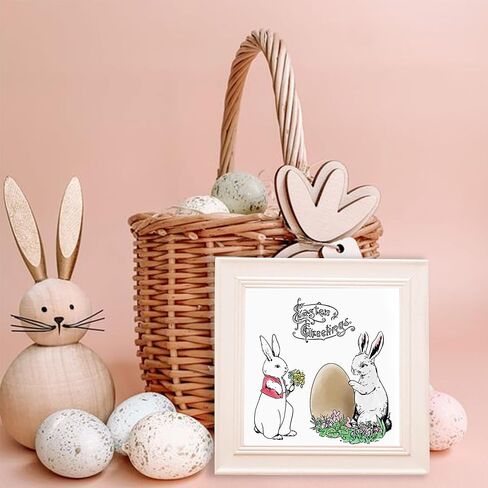Easter Rabbit Banner Clear Stamps for Card Making Decoration and Scrapbooking Supplies,Egg Flowers Transparent Rubber Stamps for Paper Card Photo Album Crafting Supplies in Saudi Arabia