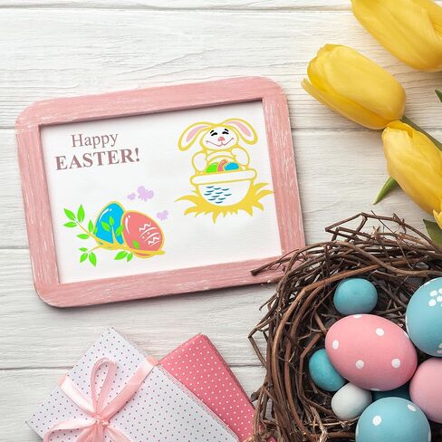Easter Rabbit Banner Clear Stamps for Card Making Decoration and Scrapbooking Supplies,Egg Flowers Transparent Rubber Stamps for Paper Card Photo Album Crafting Supplies in Saudi Arabia
