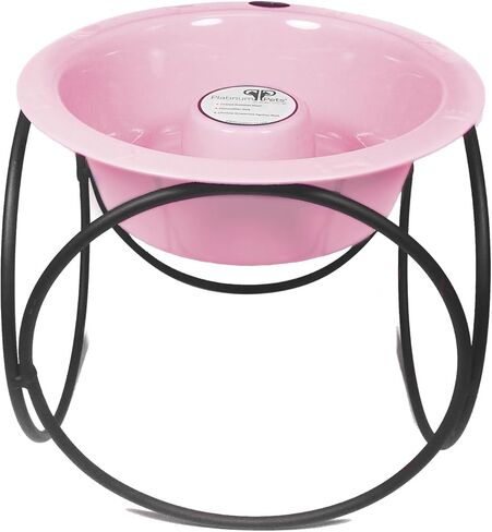 Platinum Pets Slow Eating Single Olympic Diner Feeder with Stainless Steel Dog Bowl, Silver Vein, Large in Saudi Arabia