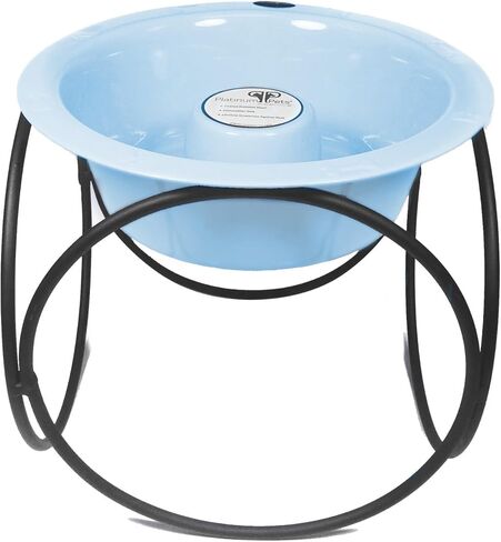 Platinum Pets Slow Eating Single Olympic Diner Feeder with Stainless Steel Dog Bowl, Silver Vein, Large in Saudi Arabia