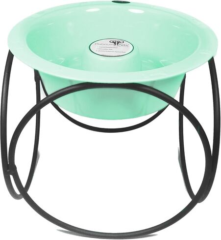 Platinum Pets Slow Eating Single Olympic Diner Feeder with Stainless Steel Dog Bowl, Silver Vein, Large in Saudi Arabia
