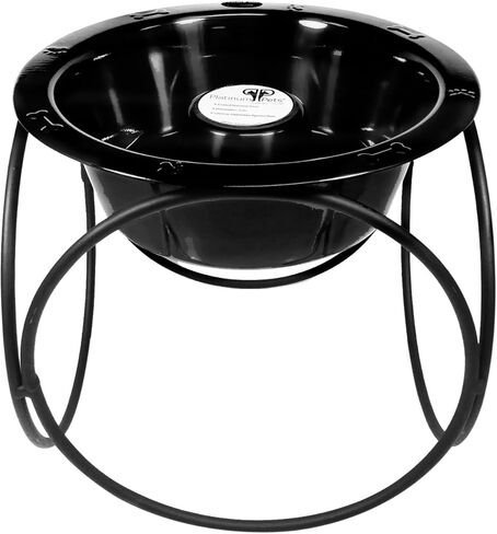 Platinum Pets Slow Eating Single Olympic Diner Feeder with Stainless Steel Dog Bowl, Silver Vein, Large in Saudi Arabia