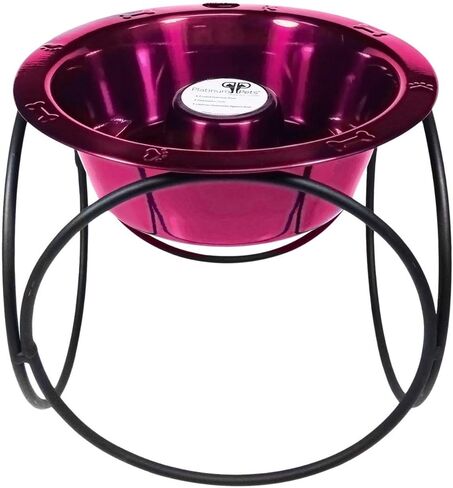Platinum Pets Slow Eating Single Olympic Diner Feeder with Stainless Steel Dog Bowl, Silver Vein, Large in Saudi Arabia