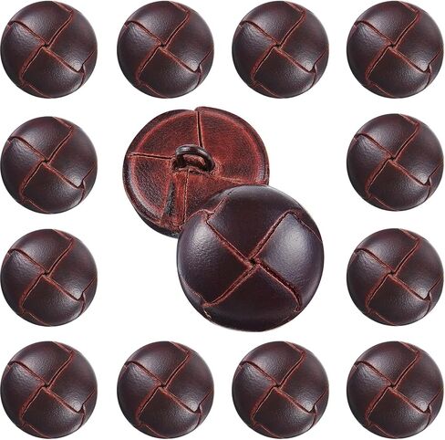 12 Pcs 20 mm Brown Genuine Leather Cover Buttons Football Pattern Coffee Buttons with Shank Sew for Clothes Dress Coats Jackets Sweaters Blazers Jeans Handicrafts Sewing Accessories in Saudi Arabia