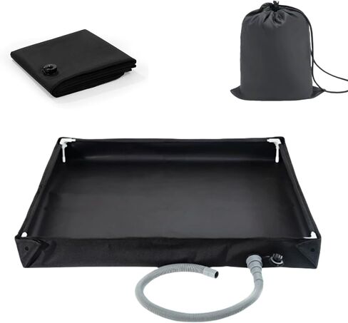 Portable Shower Pan, 41" x 41" x 5" Foldable Indoor RV Shower Floor Pan with Drian, Portable Shower for Camping Shower Stall Endosure Awning in Kuwait
