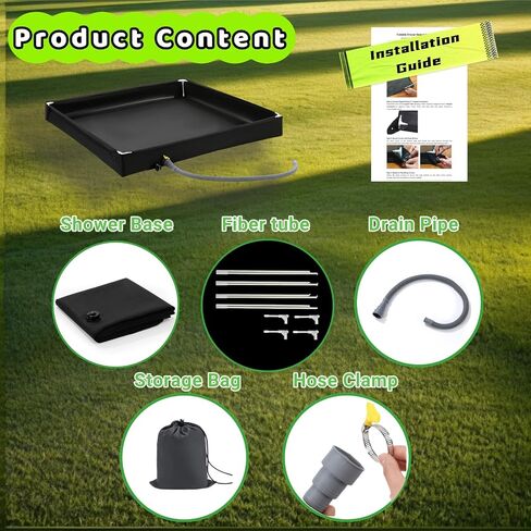 Portable Shower Pan, 41" x 41" x 5" Foldable Indoor RV Shower Floor Pan with Drian, Portable Shower for Camping Shower Stall Endosure Awning in Kuwait