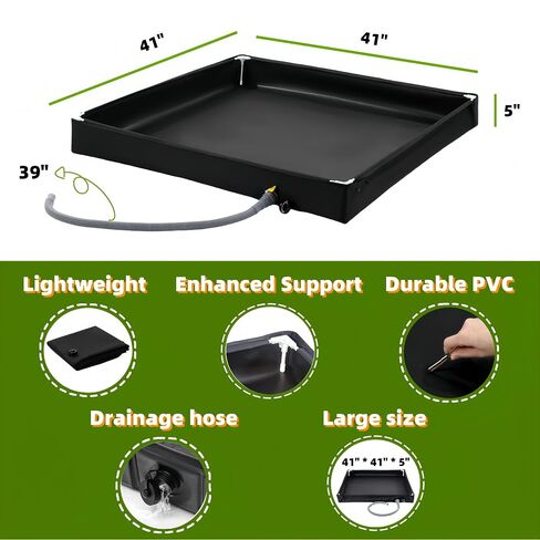 Portable Shower Pan, 41" x 41" x 5" Foldable Indoor RV Shower Floor Pan with Drian, Portable Shower for Camping Shower Stall Endosure Awning in Kuwait