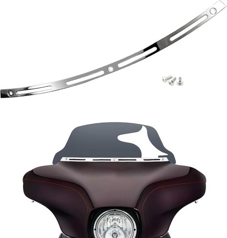 حافة الزجاج الأمامي المشقوقة من ANONEMOTO مصنوعة من الكروم المقاوم للصدأ متوافقة مع Harley 2014-2024 Touring Ultra Limited Street Glide Electra Glide Tri Glide CNC Cut in Kuwait