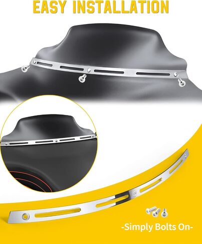 حافة الزجاج الأمامي المشقوقة من ANONEMOTO مصنوعة من الكروم المقاوم للصدأ متوافقة مع Harley 2014-2024 Touring Ultra Limited Street Glide Electra Glide Tri Glide CNC Cut in Kuwait