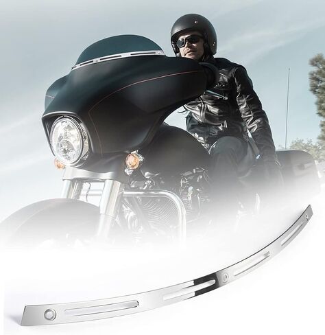 حافة الزجاج الأمامي المشقوقة من ANONEMOTO مصنوعة من الكروم المقاوم للصدأ متوافقة مع Harley 2014-2024 Touring Ultra Limited Street Glide Electra Glide Tri Glide CNC Cut in Kuwait